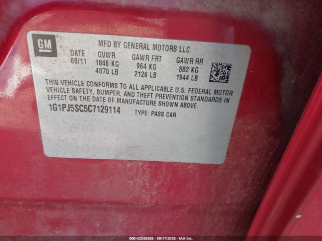 2012 CHEVROLET CRUZE 1G1PJ5SC5C7129114 Photo 8