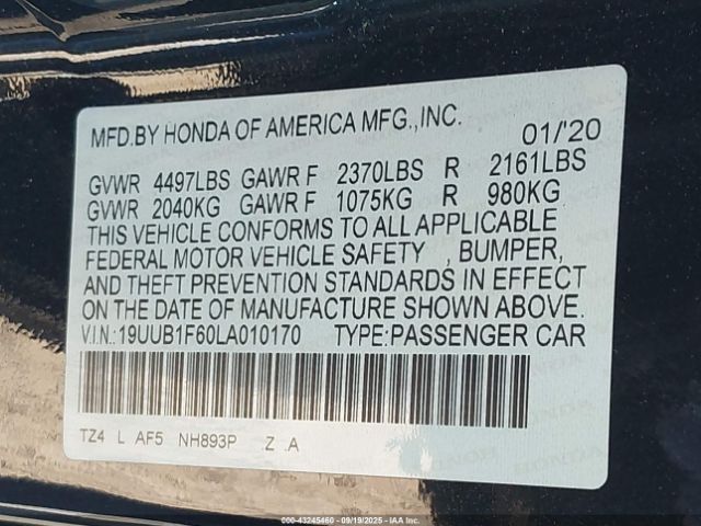 2020 ACURA TLX 19UUB1F60LA010170 Photo 8