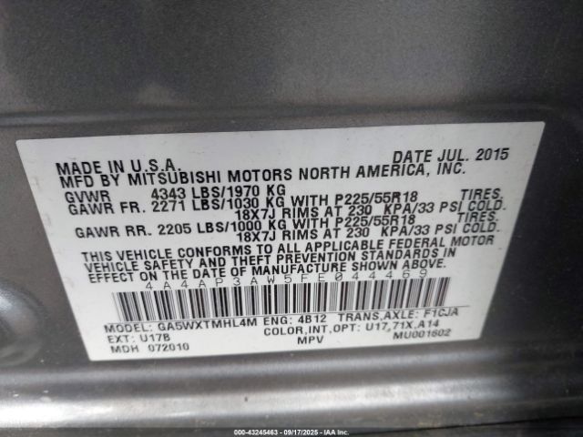 2015 MITSUBISHI OUTLANDER SPORT 4A4AP3AW5FE044469 Photo 8