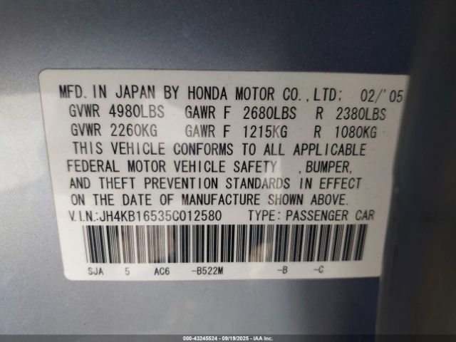 2005 ACURA RL JH4KB16535C012580 Photo 8