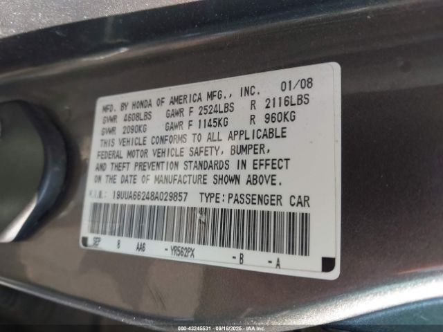 2008 ACURA TL 19UUA66248A029857 Photo 8