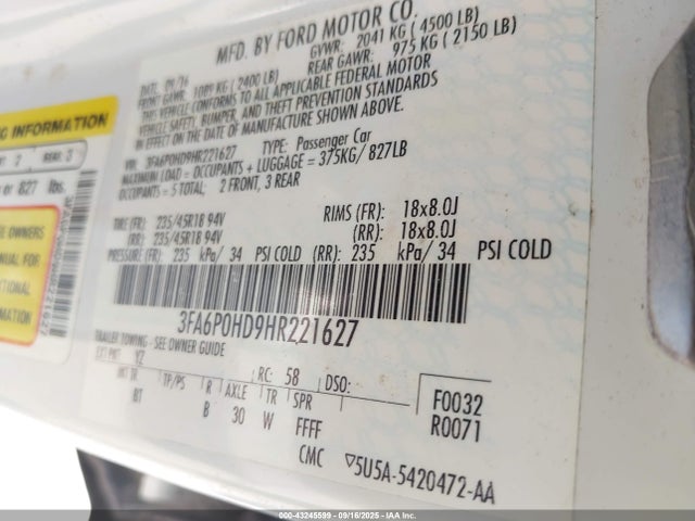 Ford 2017 2017 3FA6P0HD9HR221627 Image 9