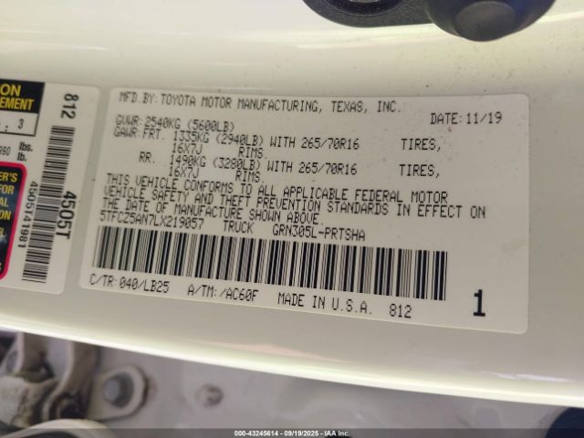 2020 TOYOTA TACOMA 5TFCZ5AN7LX219057 Photo 8