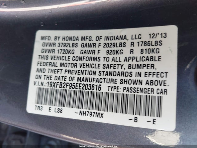 Honda Civic Ex-l 2014 19XFB2F95EE203616 Image 9