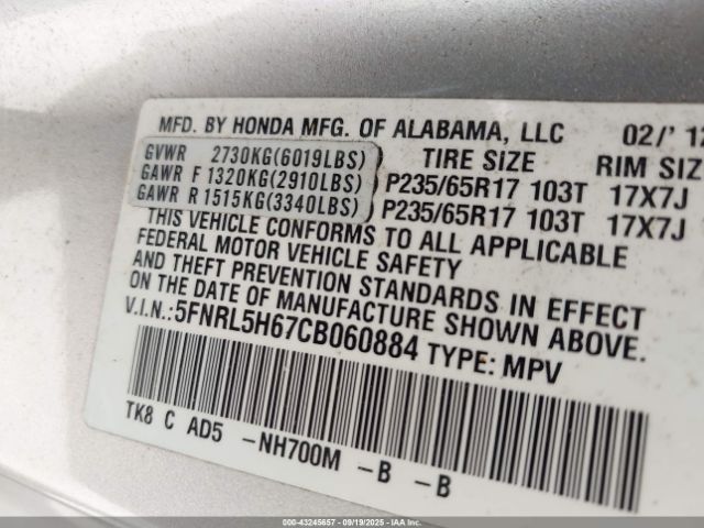 2012 HONDA ODYSSEY 5FNRL5H67CB060884 Photo 8