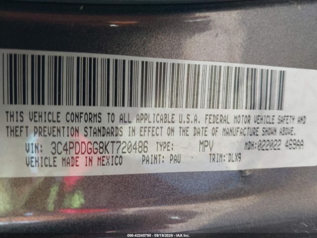 2019 DODGE JOURNEY 3C4PDDGG8KT720486 Photo 8