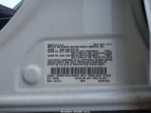 2015 MITSUBISHI OUTLANDER SPORT 4A4AR4AW5FE035996 Photo 8