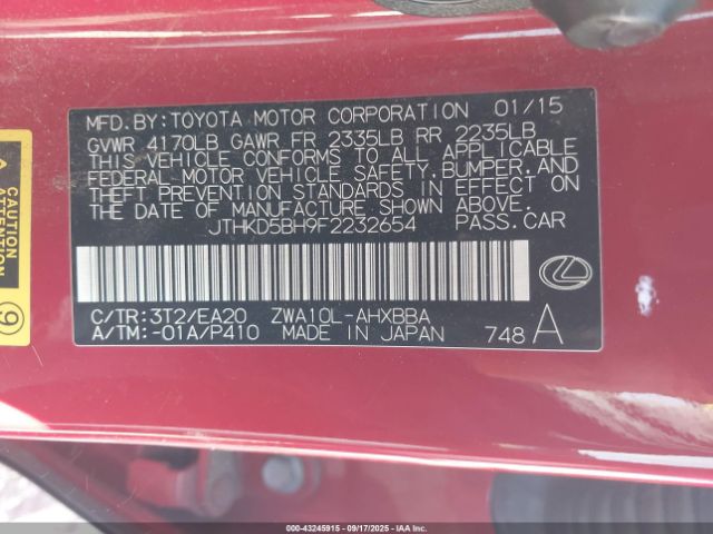 2015 LEXUS CT 200H JTHKD5BH9F2232654 Photo 8