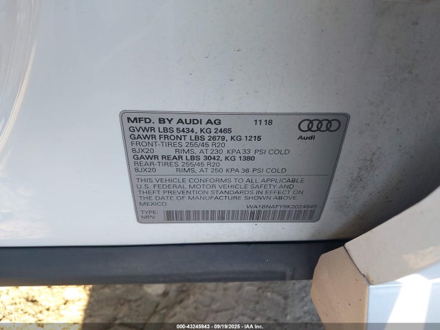 2019 AUDI Q5 WA1BNAFY9K2024845 Photo 8