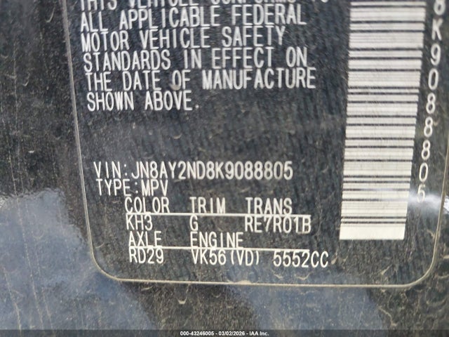 JN8AY2ND8K9088805 Nissan Armada Sl