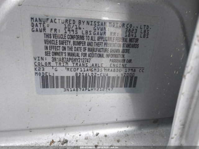 3N1AB7AP6HY212747 Nissan SENTRA SV