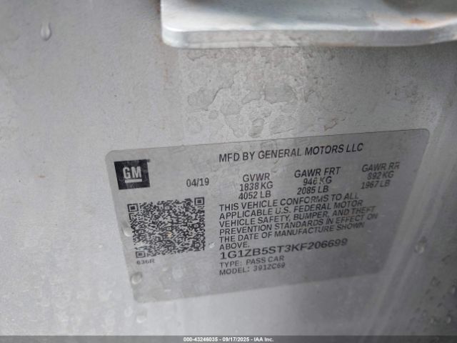 2019 CHEVROLET MALIBU 1G1ZB5ST3KF206699 Photo 8