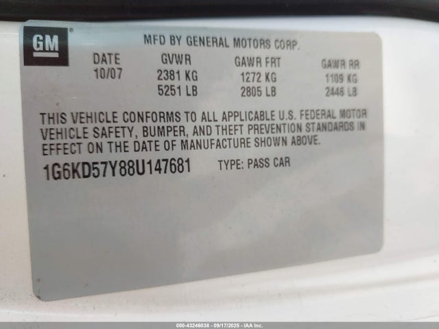 2008 CADILLAC DTS 1G6KD57Y88U147681 Photo 8