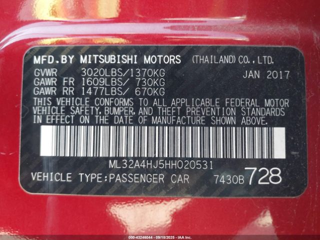 2017 MITSUBISHI MIRAGE ML32A4HJ5HH020531 Photo 8