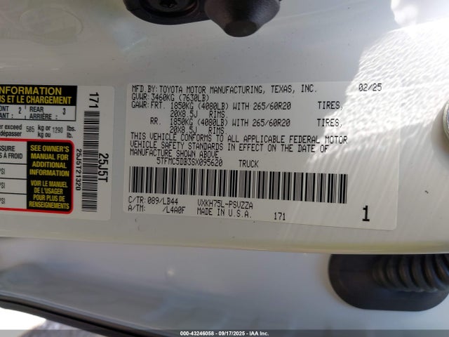 2025 TOYOTA TUNDRA HYBRID 5TFMC5DB3SX095620 Photo 8