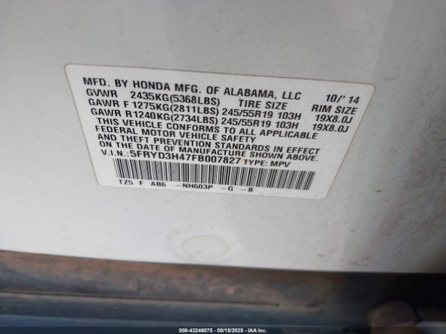 2015 ACURA MDX 5FRYD3H47FB007827 Photo 8