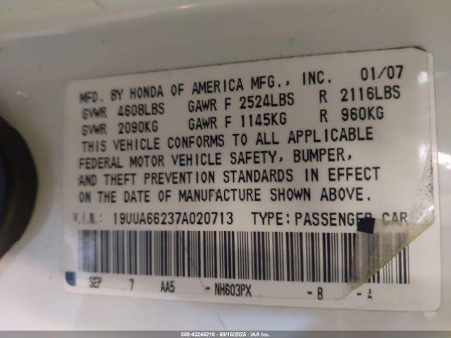 2007 ACURA TL 19UUA66237A020713 Photo 8