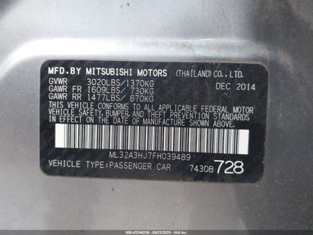 2015 MITSUBISHI MIRAGE ML32A3HJ7FH039489 Photo 8