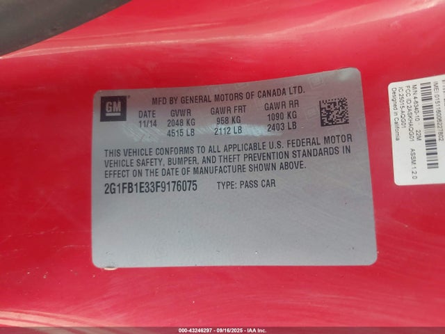 2G1FB1E33F9176075 Chevrolet lfx