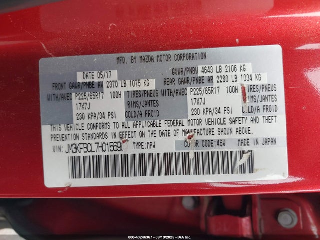 Mazda py 2017 JM3KFBCL7H0156967 Image 9
