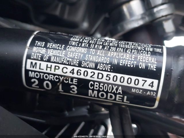 2013 HONDA CB500 MLHPC4602D5000074 Photo 9