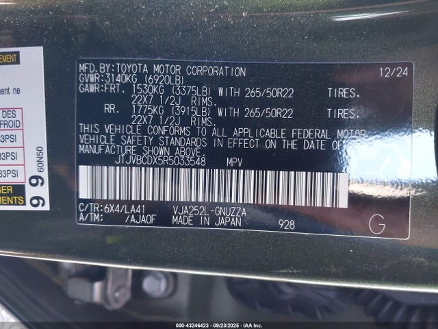 Продаж на аукціоні авто 2024 Lexus Gx 550 Luxury+, vin: JTJVBCDX5R5033548, номер лоту: 43246423