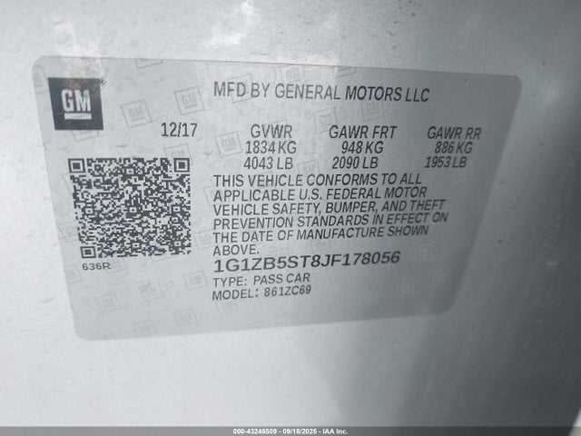 Chevrolet Malibu 1ls 2018 1G1ZB5ST8JF178056 Image 9