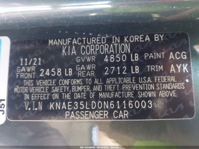 2022 KIA STINGER KNAE35LD0N6116003 Photo 8
