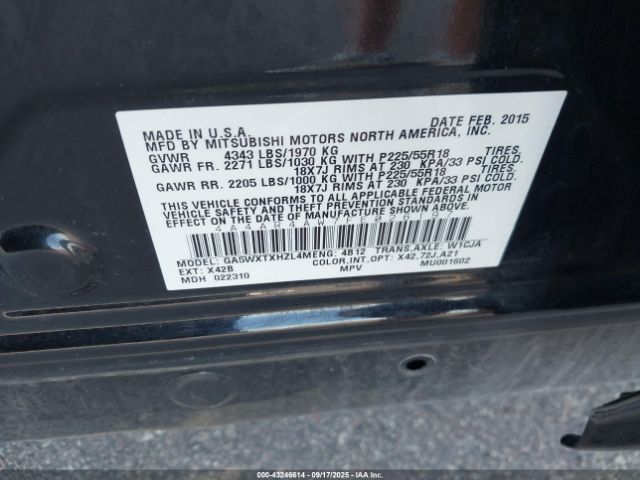 2015 MITSUBISHI OUTLANDER SPORT 4A4AR4AW7FE026197 Photo 8