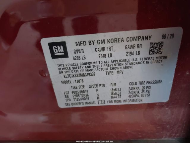 2021 CHEVROLET TRAX KL7CJKSB3MB319369 Photo 8