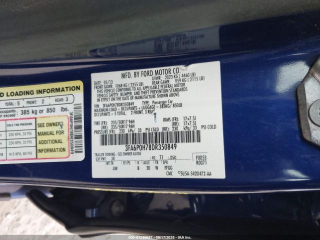 2013 FORD FUSION 3FA6P0H78DR350849 Photo 8
