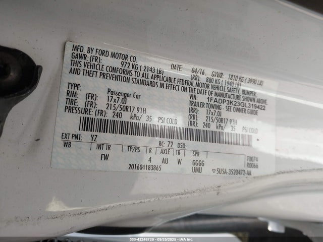 Ford 2016 2016 1FADP3K23GL319422 Image 9