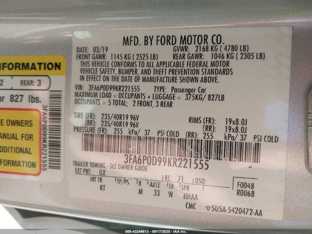 Ford gtdi 2019 3FA6P0D99KR221555 Image 9