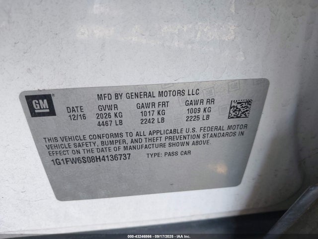 1G1FW6S08H4136737 Chevrolet 2017