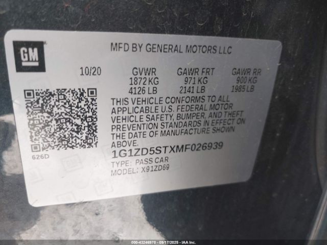 2021 CHEVROLET MALIBU 1G1ZD5STXMF026939 Photo 8