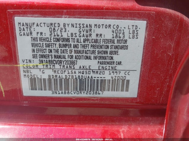 3N1AB8CV0RY203867 Nissan 2024