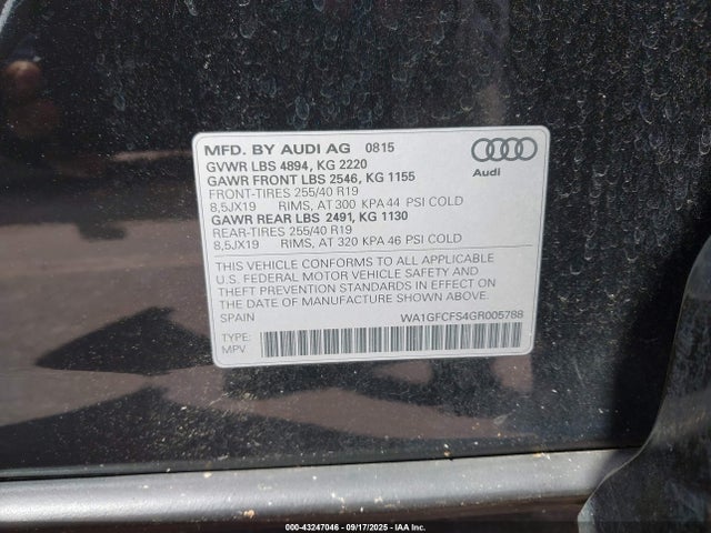2016 AUDI Q3 WA1GFCFS4GR005788 Photo 8