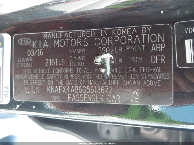 KNAFX4A86G5613672 KIA gdi nu