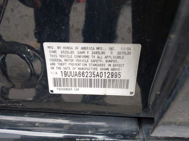 2005 ACURA TL 19UUA66235A012995 Photo 8