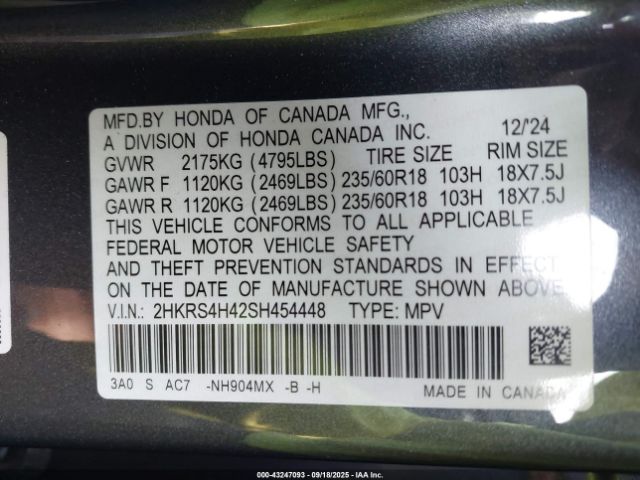 2025 HONDA CR-V 2HKRS4H42SH454448 Photo 8