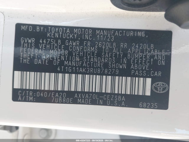 4T1G11AK3RU878279 Toyota a25a-fks
