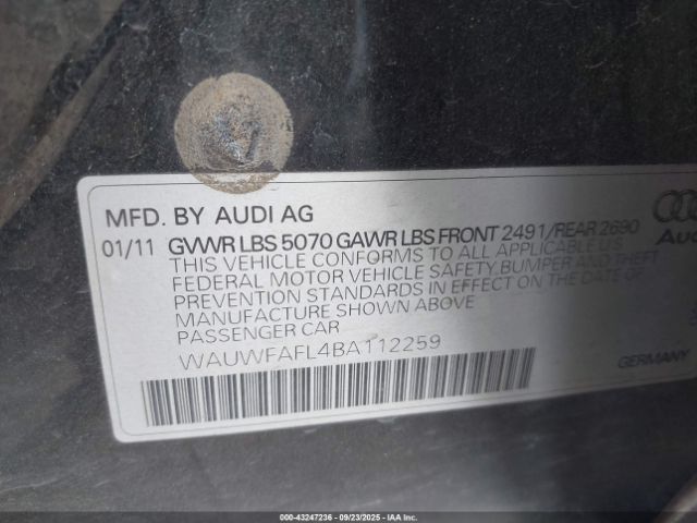 2011 AUDI A4 WAUWFAFL4BA112259 Photo 8