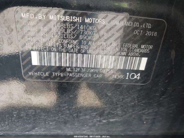 2019 MITSUBISHI MIRAGE G4 ML32F3FJ9KHF03755 Photo 8