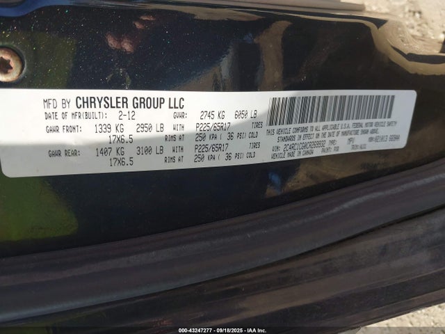 Aukcja sprzedaży 2012 Chrysler Town & Country Touring-l, vin: 2C4RC1CG0CR269932, numer aukcji: 43247277