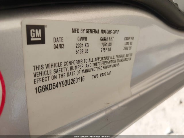 2003 CADILLAC DEVILLE 1G6KD54Y93U260116 Photo 8