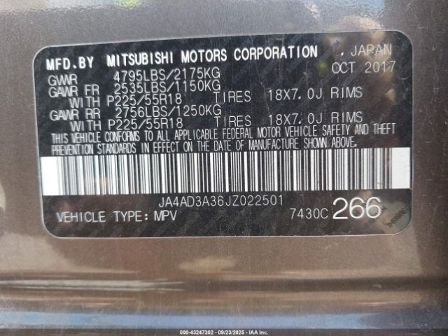 2018 MITSUBISHI OUTLANDER JA4AD3A36JZ022501 Photo 8