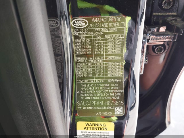 SALCJ2FX4LH873615 Land Rover aj20p