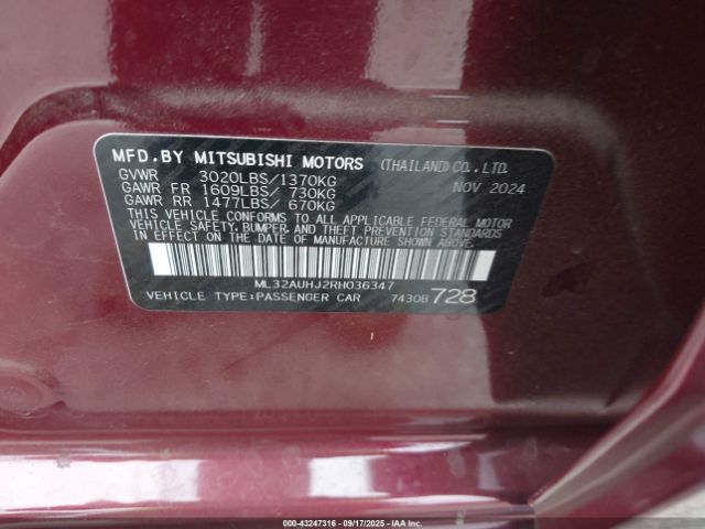 2024 MITSUBISHI MIRAGE ML32AUHJ2RH036347 Photo 8