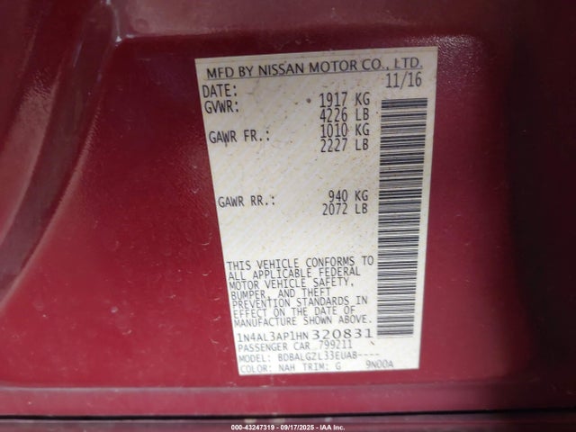 1N4AL3AP1HN320831 Nissan 2017