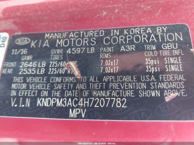 2017 KIA SPORTAGE KNDPM3AC4H7207782 Photo 8